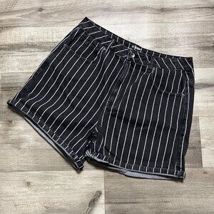 HT Denim High Rise Mom Jean Shorts Stripe Black Women’s Size 11